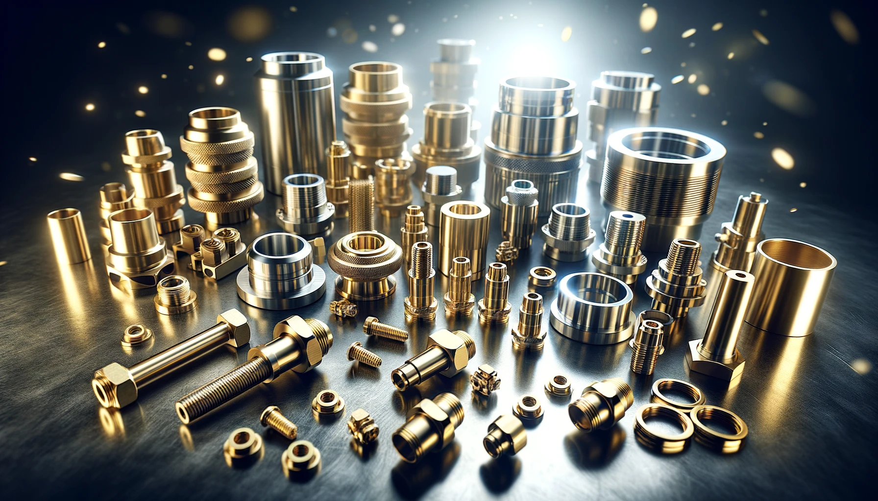 DALL·E 2025-03-29 19.16.03 - A high-quality, professional image of precision-engineered brass parts and metal components arranged in an industrial setting. The image should includ